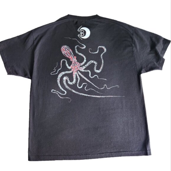 Hawaiian Gyotaku T-shirt Men's XXl Primitive Black Octopus Graphics on Back - Picture 2 of 10